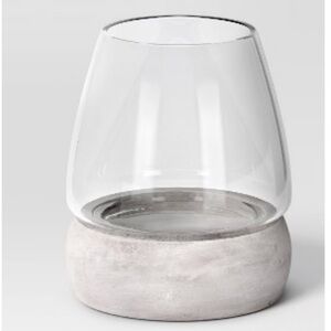 THRESHOLD NWT small round glass with cement base indoor/outdoor terrarium